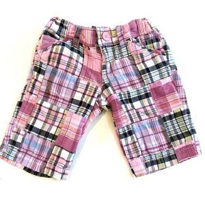 GAP Girls SZ 6 Pink Blue Plaid Patchwork Shorts Summer Vacation Preppy Beach